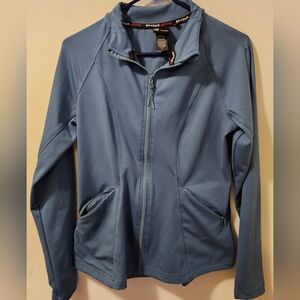 Spyder Active Women's Teal Jacket Mock Neck Zip Pockets Thumb Hole Sleeves Sz M